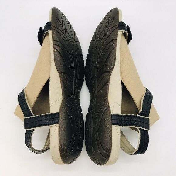 Teva 4218 Black Leather Sandal Women's 7 Hook & Loop Slip Resistant Strappy Shoe - Picture 7 of 9